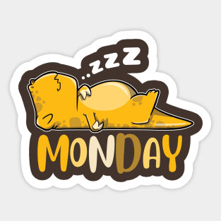 Cute Orange Tired Tyrannosaurus Rex Sleeping and Snoring on A Lovely Monday Sticker